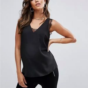 ASOS DESIGN Maternity deep plunge lace insert camisole tank